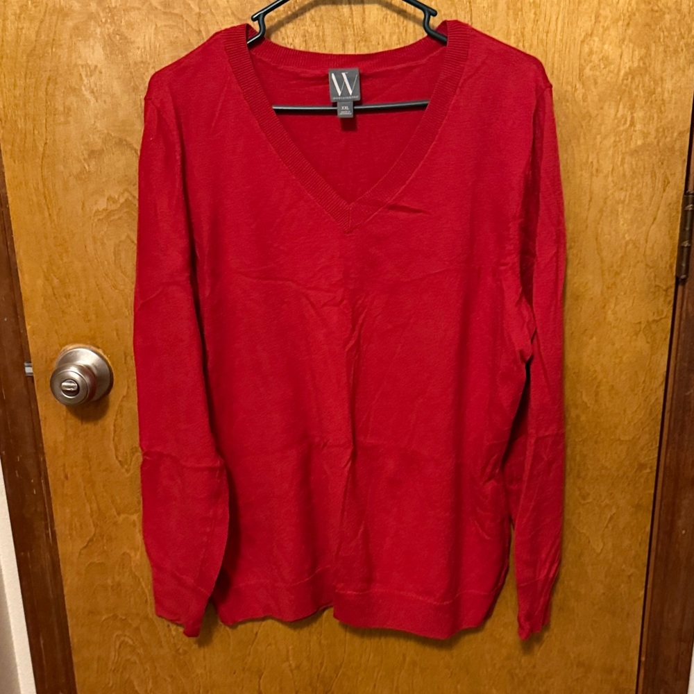 W by Worth Bright Red V-Neck Sweater